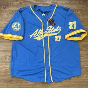 Vtg 90s Starter Asphalt Legend Baseball Jersey Blue Yellow Shirt Size XL Nuggets
